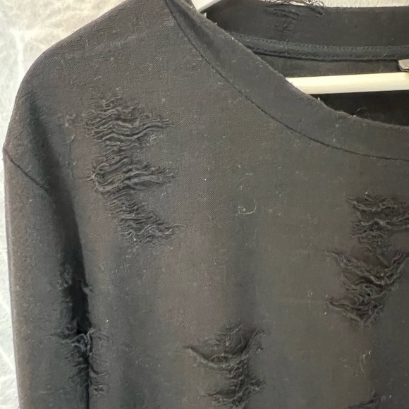 DIVIDED H&M BLACK BURNOUT DISTRESSED DESTROYED OVERSIZED HOLEY TOP M - Picture 7 of 13